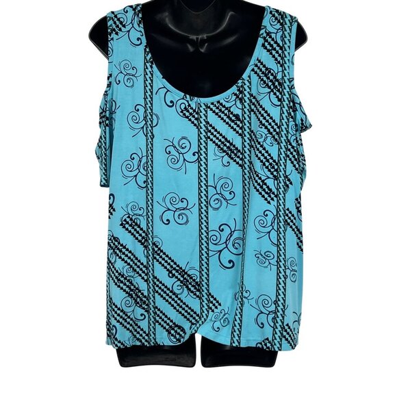 Kamohoalii Blue Black Cold Shoulder Top Size XL Extra Large Hawaiian  Scoop ECU - Picture 5 of 8